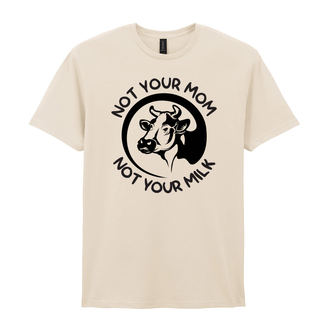 IPRINTOP Not Your Mom Not Your Milk Graphic T-Shirt in Natural - cow portrait and milk slogan