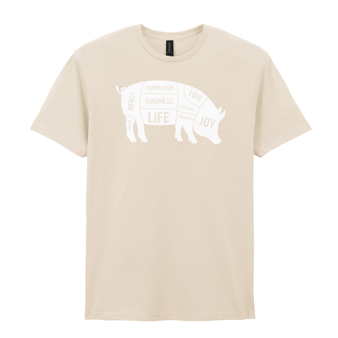 IPRINTOP Truth Mercy Compassion Kindness Life Love Feelings… Graphic T-Shirt in Natural - pig silhouette filled with values