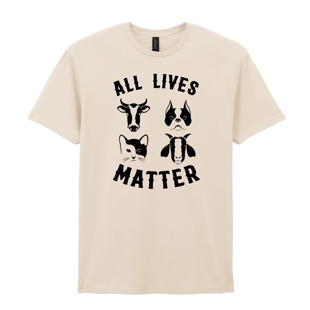 IPRINTOP All Lives Matter Graphic T-Shirt in Natural - four animal faces