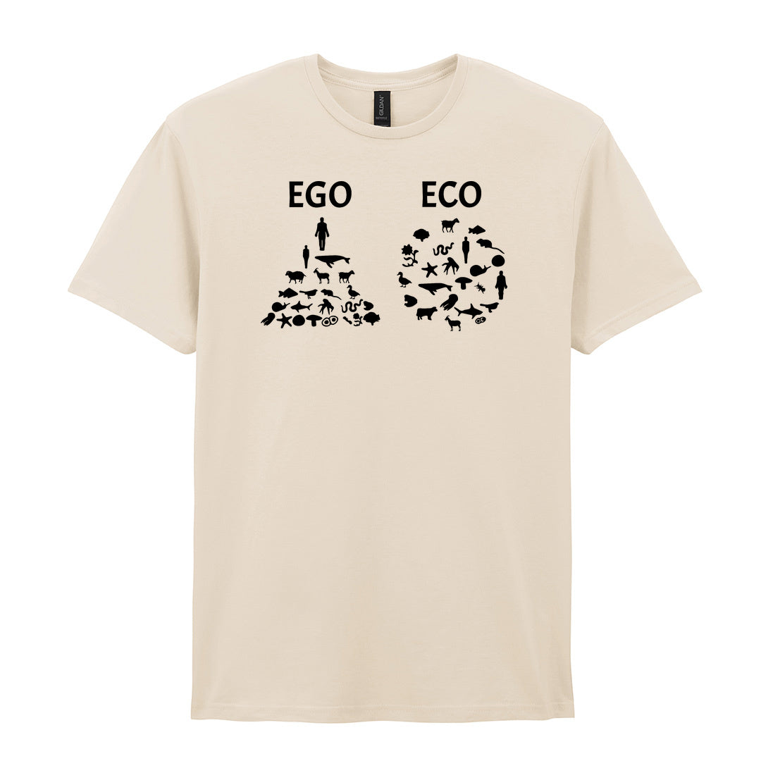 IPRINTOP Embrace Vegan Vibes Graphic T-Shirt in Natural - Ego and Eco animal diagrams