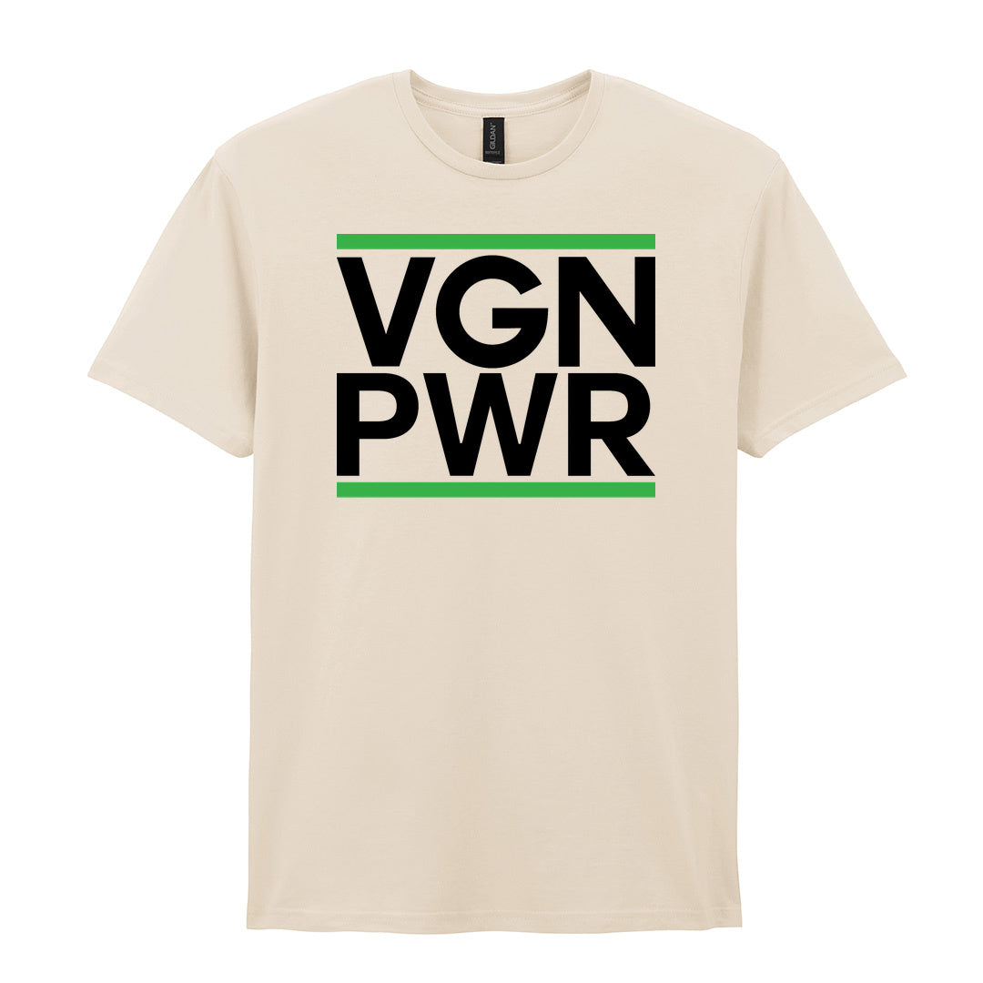 IPRINTOP VGN PWR Graphic T-Shirt in Natural - VGN PWR lettering with green stripes