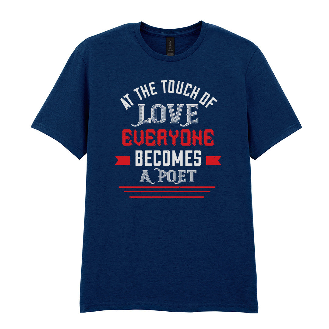 IPRINTOP At the Touch of Love Graphic T-Shirt in Navy - white and red poetry quote
