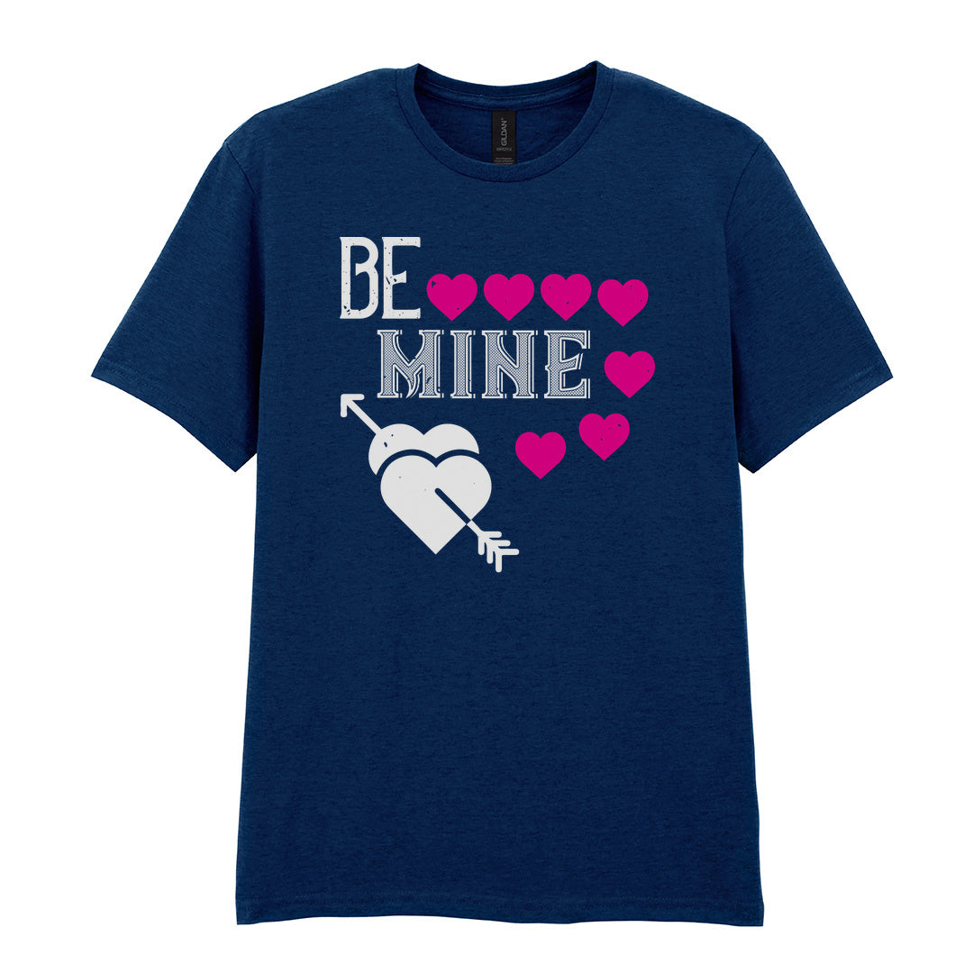 IPRINTOP Be Mine Graphic T-Shirt in Navy - decorative love-themed lettering