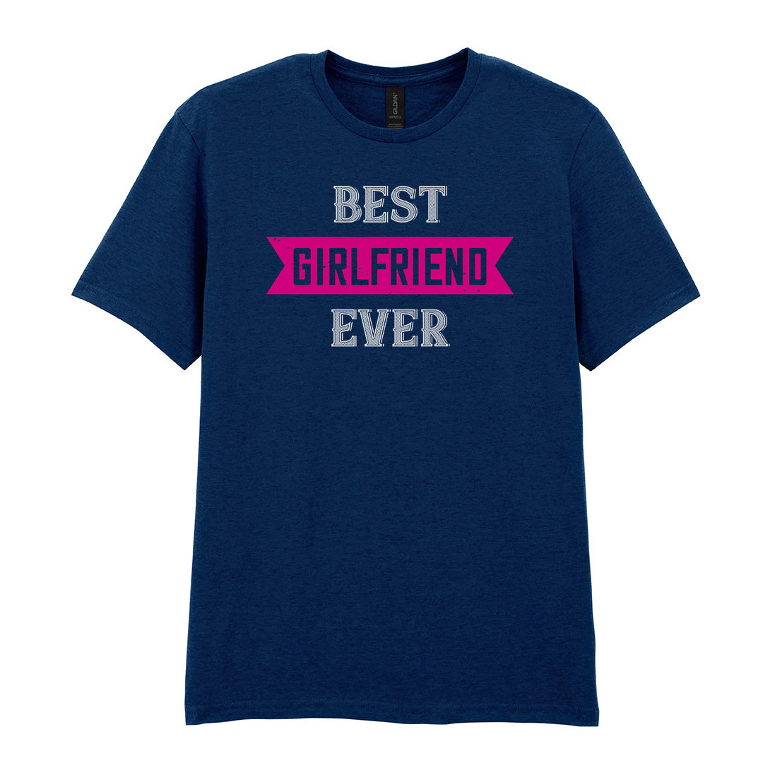 IPRINTOP Best Girlfriend Ever Graphic T-Shirt in Navy - pink banner and white lettering