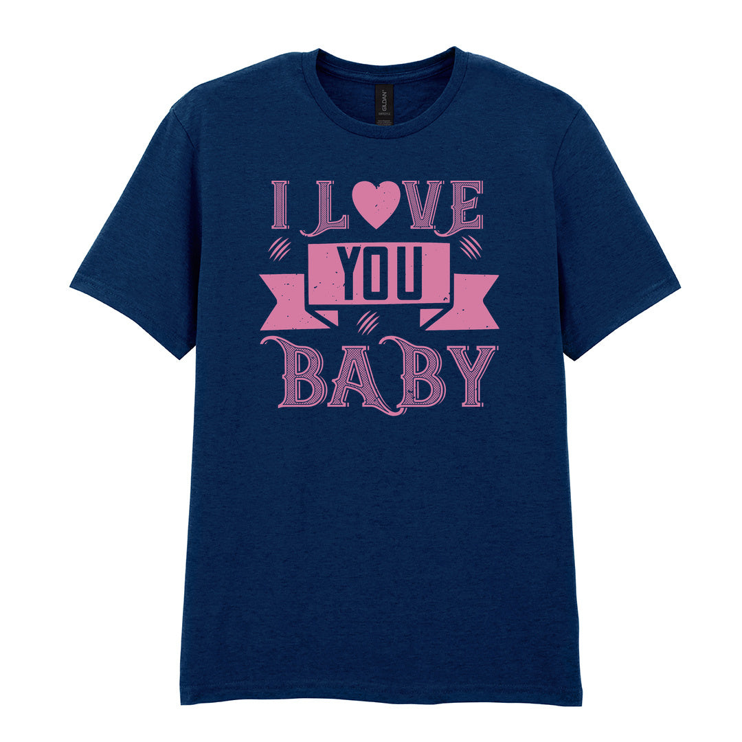 IPRINTOP I Love You Baby Graphic T-Shirt in Navy - decorative love-themed lettering
