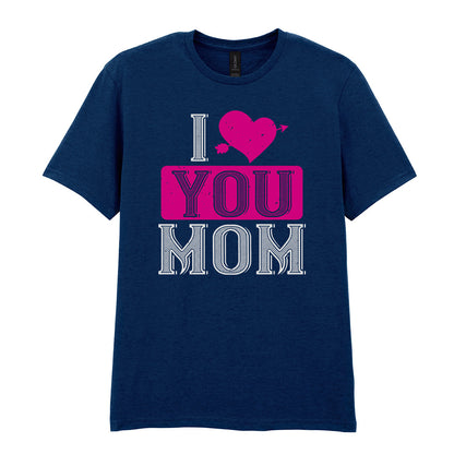 IPRINTOP I Love You Mom Graphic T-Shirt in Navy - decorative love-themed lettering