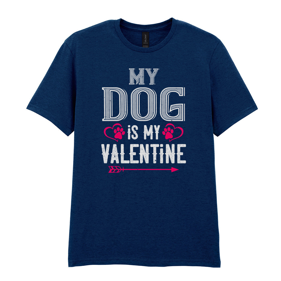 IPRINTOP My Dog Is My Valentine Graphic T-Shirt in Navy - heart-shaped paws and an arrow