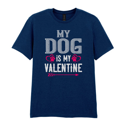 IPRINTOP My Dog Is My Valentine Graphic T-Shirt in Navy - heart-shaped paws and an arrow