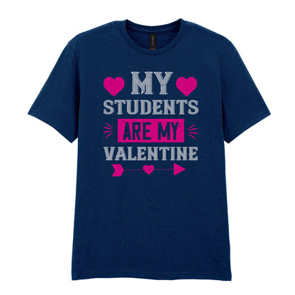 IPRINTOP My Students Are My Valentine Graphic T-Shirt in Navy - decorative love-themed lettering