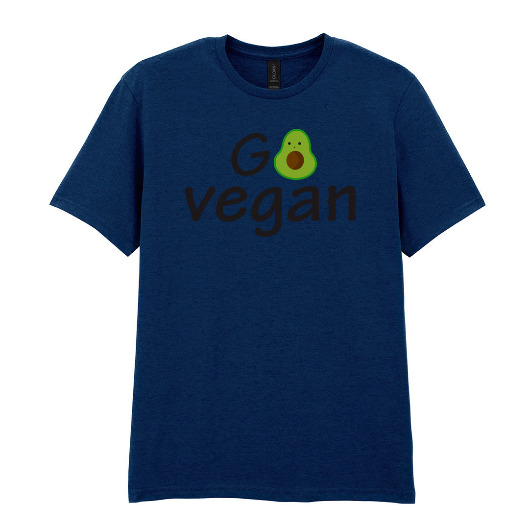 IPRINTOP Vegan Vibes Graphic T-Shirt in Navy - Go Vegan avocado lettering