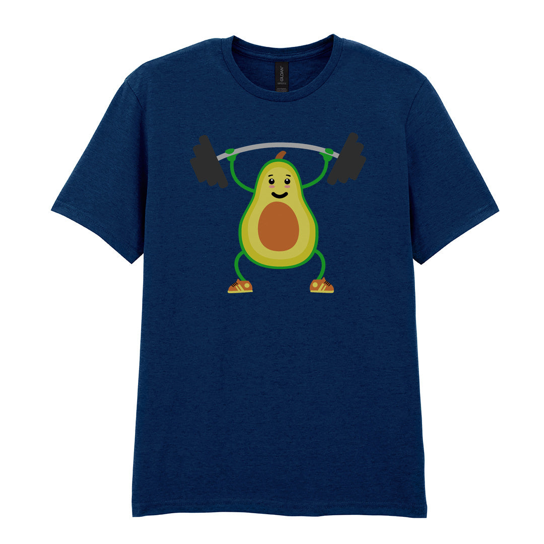 IPRINTOP Vegan Lift Weights Graphic T-Shirt in Navy - avocado lifting weights