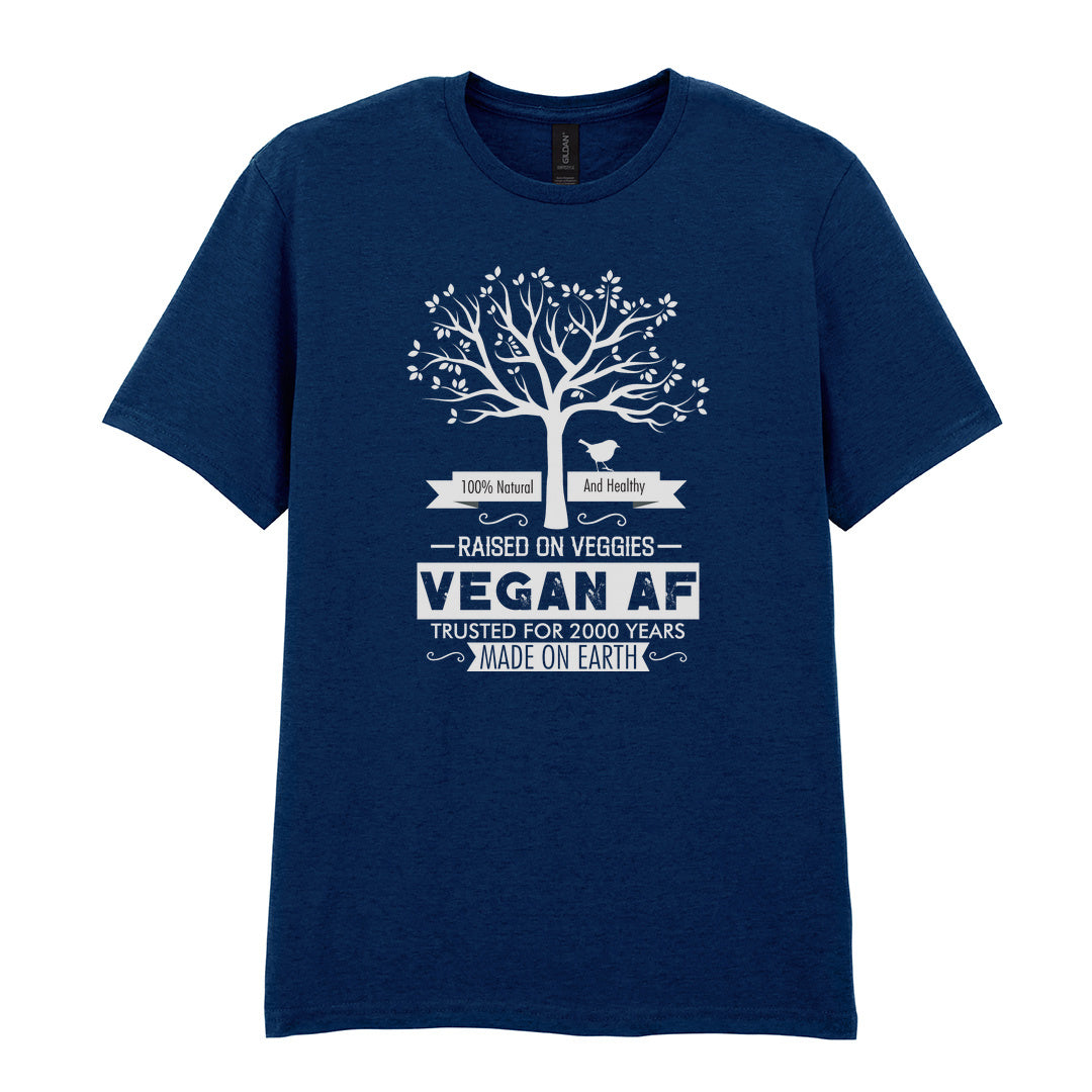 IPRINTOP 100% Natural and Healthy Graphic T-Shirt in Navy - tree and Vegan AF lettering