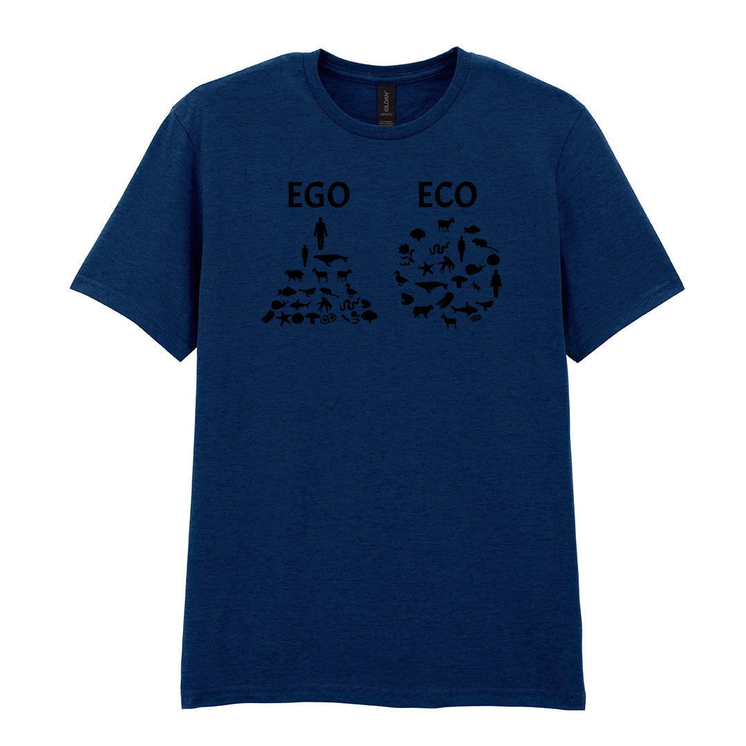 IPRINTOP Embrace Vegan Vibes Graphic T-Shirt in Navy - Ego and Eco animal diagrams