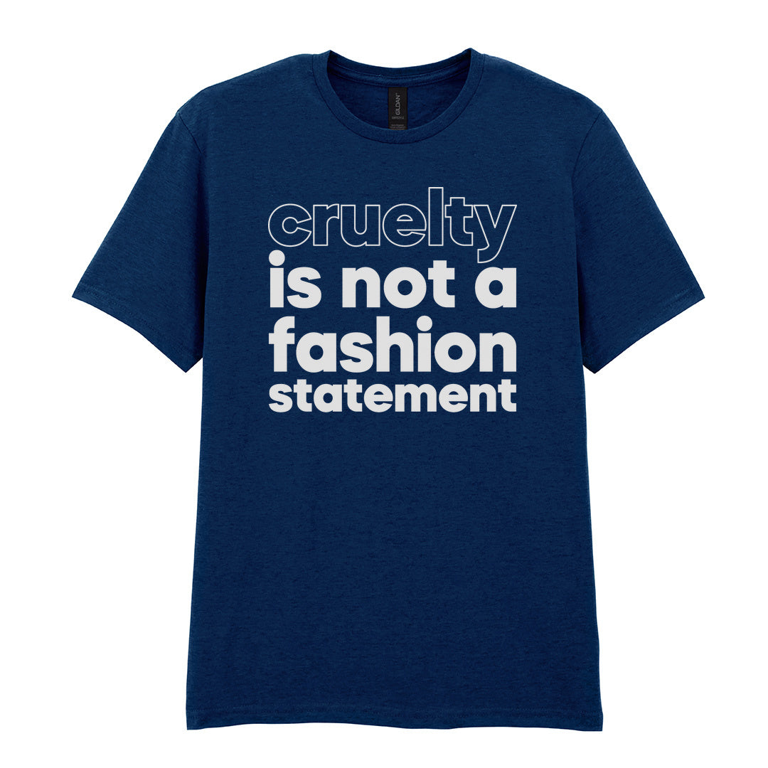 IPRINTOP Cruelty Is Not A Fashion Statement Graphic T-Shirt in Navy - Cruelty Is Not a Fashion Statement