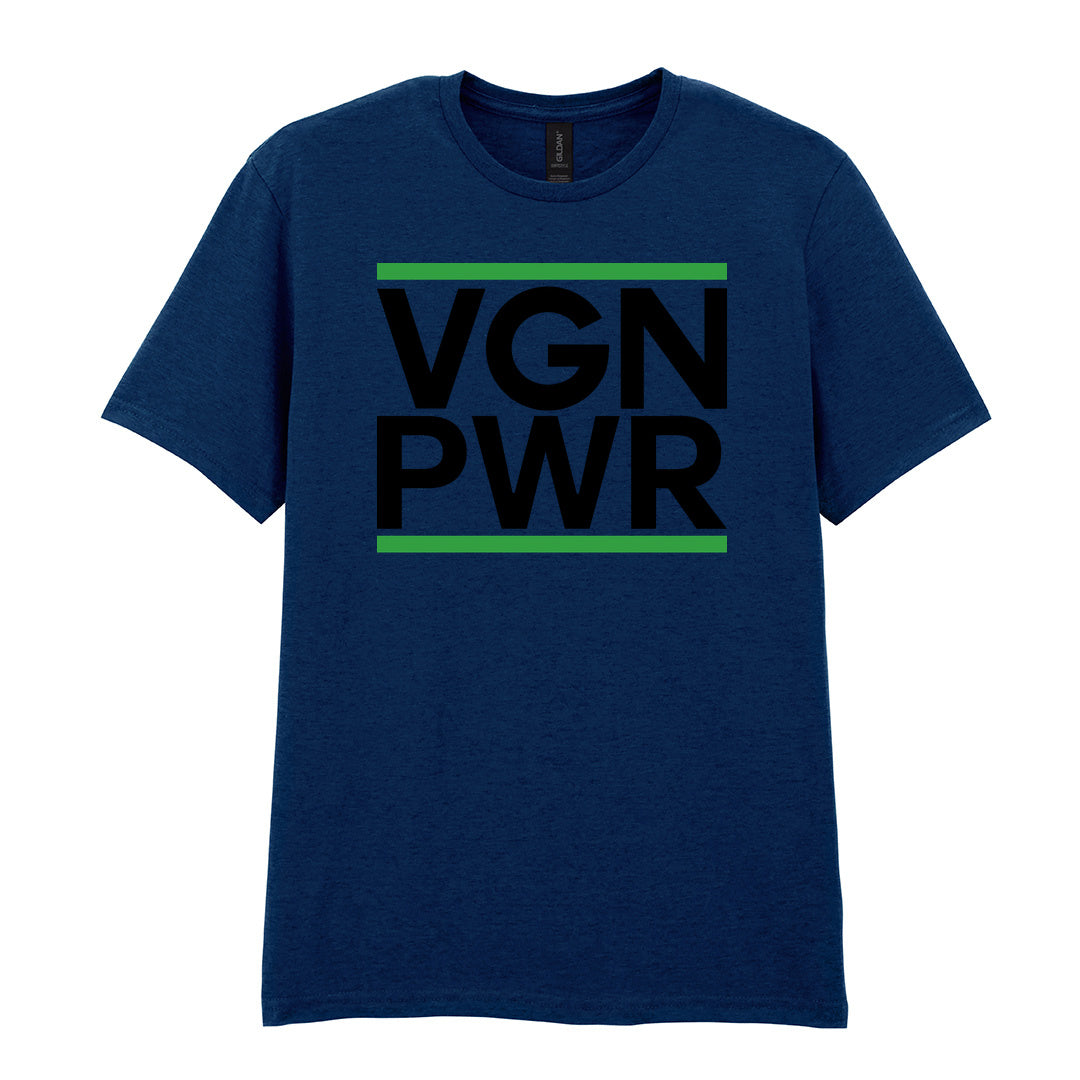 IPRINTOP VGN PWR Graphic T-Shirt in Navy - VGN PWR lettering with green stripes