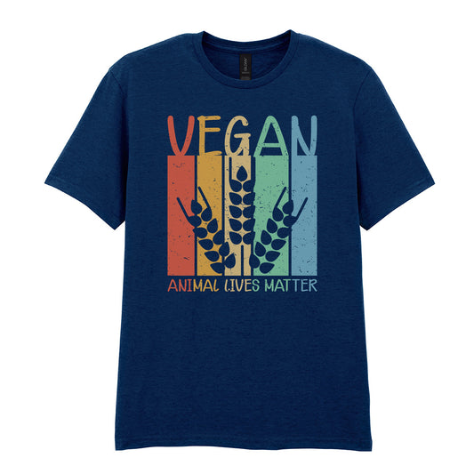 IPRINTOP Animal Lives Matter Graphic T-Shirt in Navy - wheat stems and Animal Lives Matter