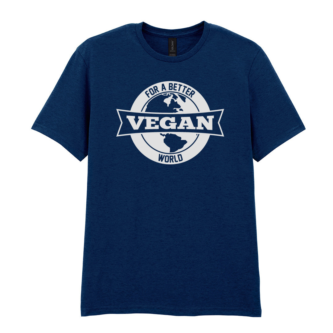 IPRINTOP For Better Vegan World Graphic T-Shirt in Navy - Vegan globe emblem