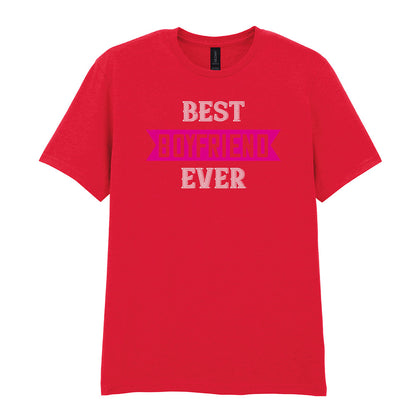 IPRINTOP Best Boyfriend Ever Graphic T-Shirt in Red - pink banner and white lettering