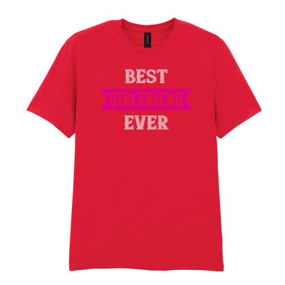 IPRINTOP Best Girlfriend Ever Graphic T-Shirt in Red - pink banner and white lettering
