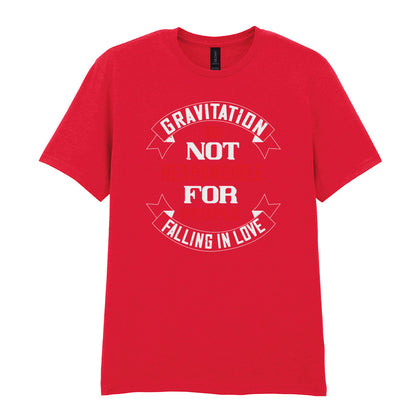 IPRINTOP Gravitation Is Not Responsible Graphic T-Shirt in Red - red and white lettering with banners