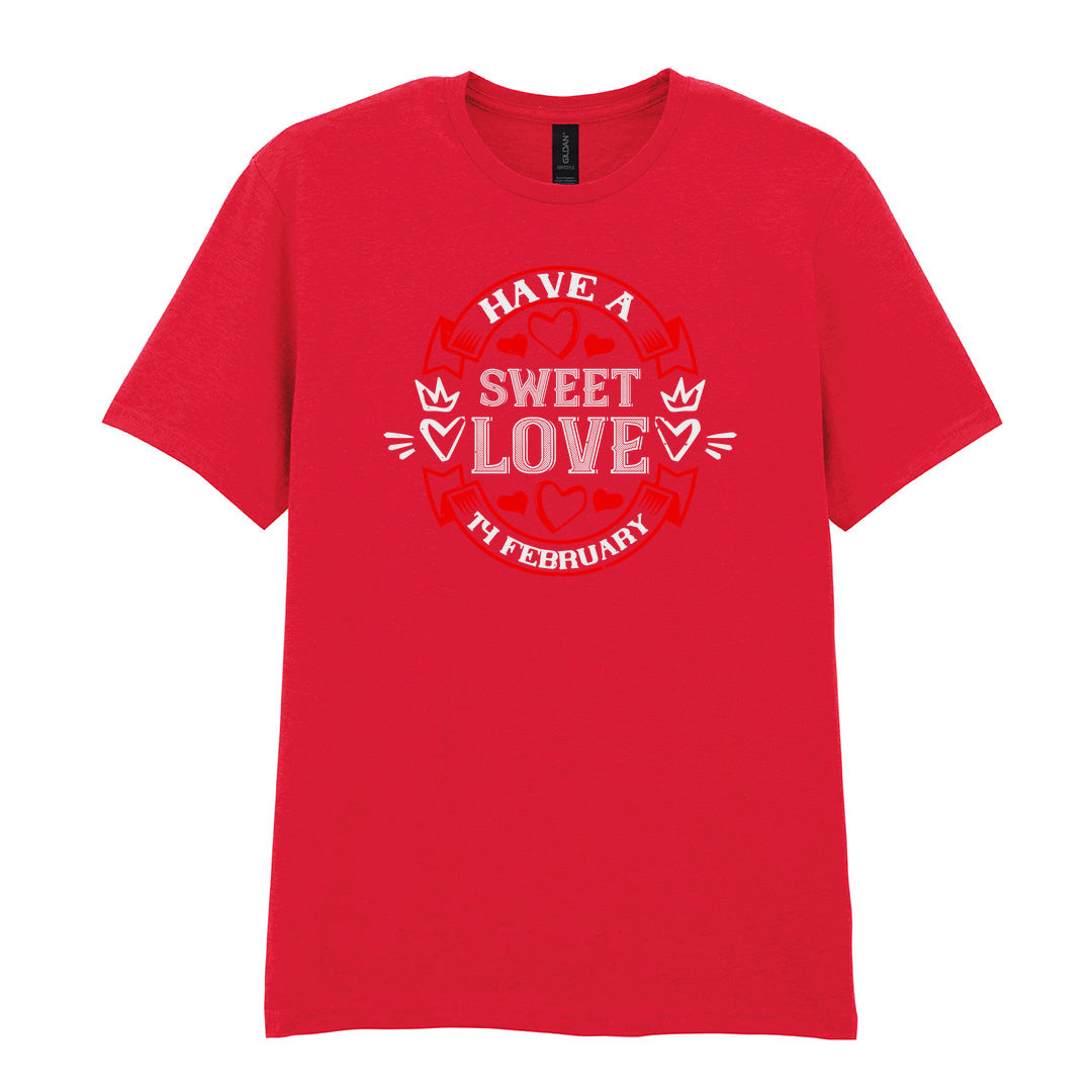 IPRINTOP Have A Sweet Love Graphic T-Shirt in Red - red hearts and circular love emblem