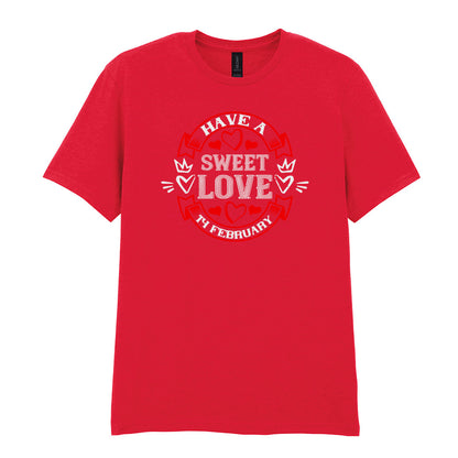 IPRINTOP Have A Sweet Love Graphic T-Shirt in Red - red hearts and circular love emblem