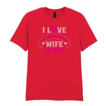 IPRINTOP I Love Awesome Wife Graphic T-Shirt in Red - decorative love-themed lettering