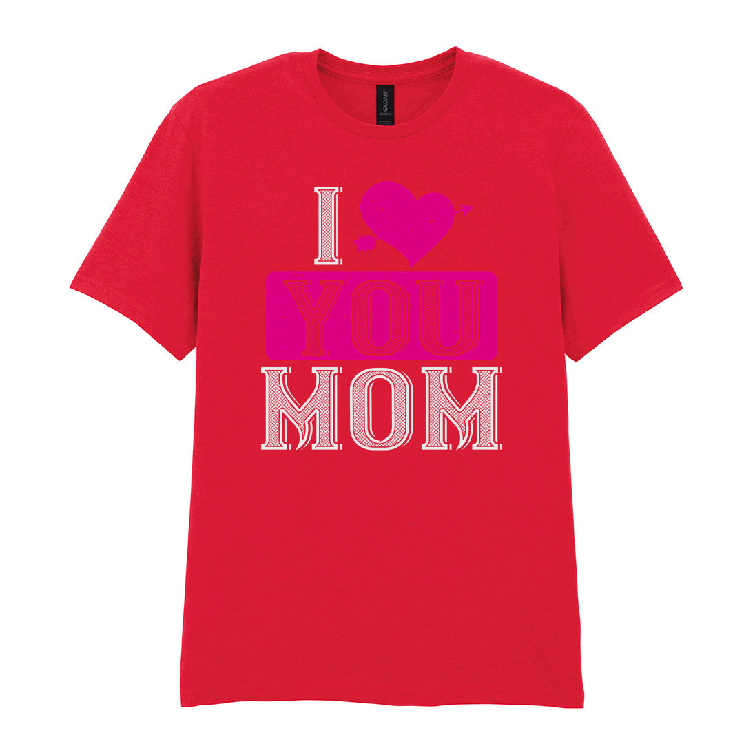 IPRINTOP I Love You Mom Graphic T-Shirt in Red - decorative love-themed lettering
