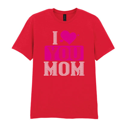 IPRINTOP I Love You Mom Graphic T-Shirt in Red - decorative love-themed lettering
