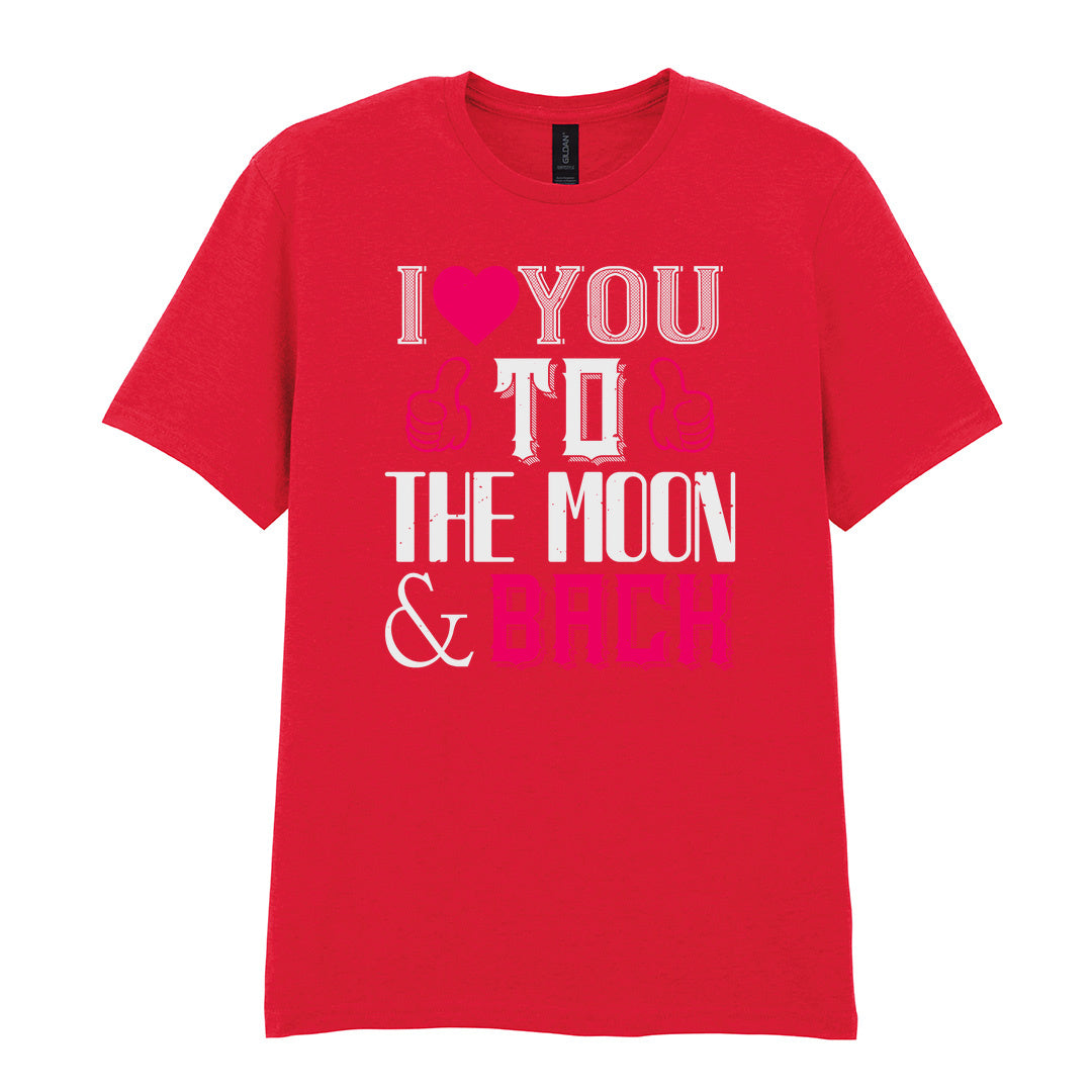 IPRINTOP I Love You To The Moon & Back Graphic T-Shirt in Red - decorative love-themed lettering