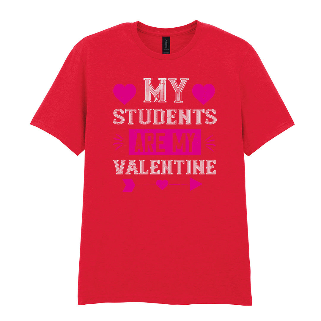 IPRINTOP My Students Are My Valentine Graphic T-Shirt in Red - decorative love-themed lettering