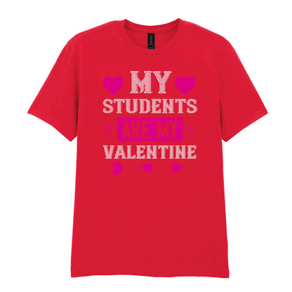 IPRINTOP My Students Are My Valentine Graphic T-Shirt in Red - decorative love-themed lettering