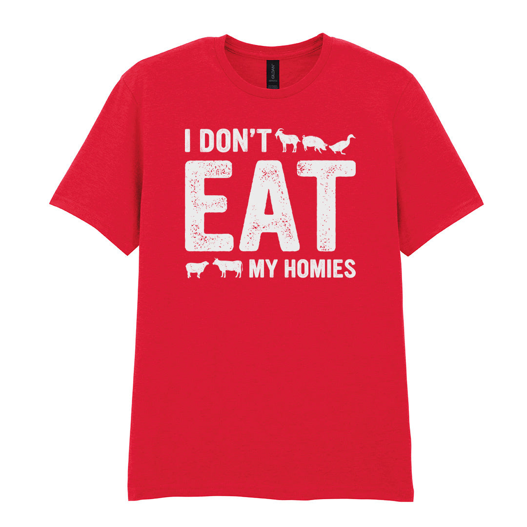 IPRINTOP I Don't Like My Homies Graphic T-Shirt in Red - I Don't Eat My Homies animal lettering
