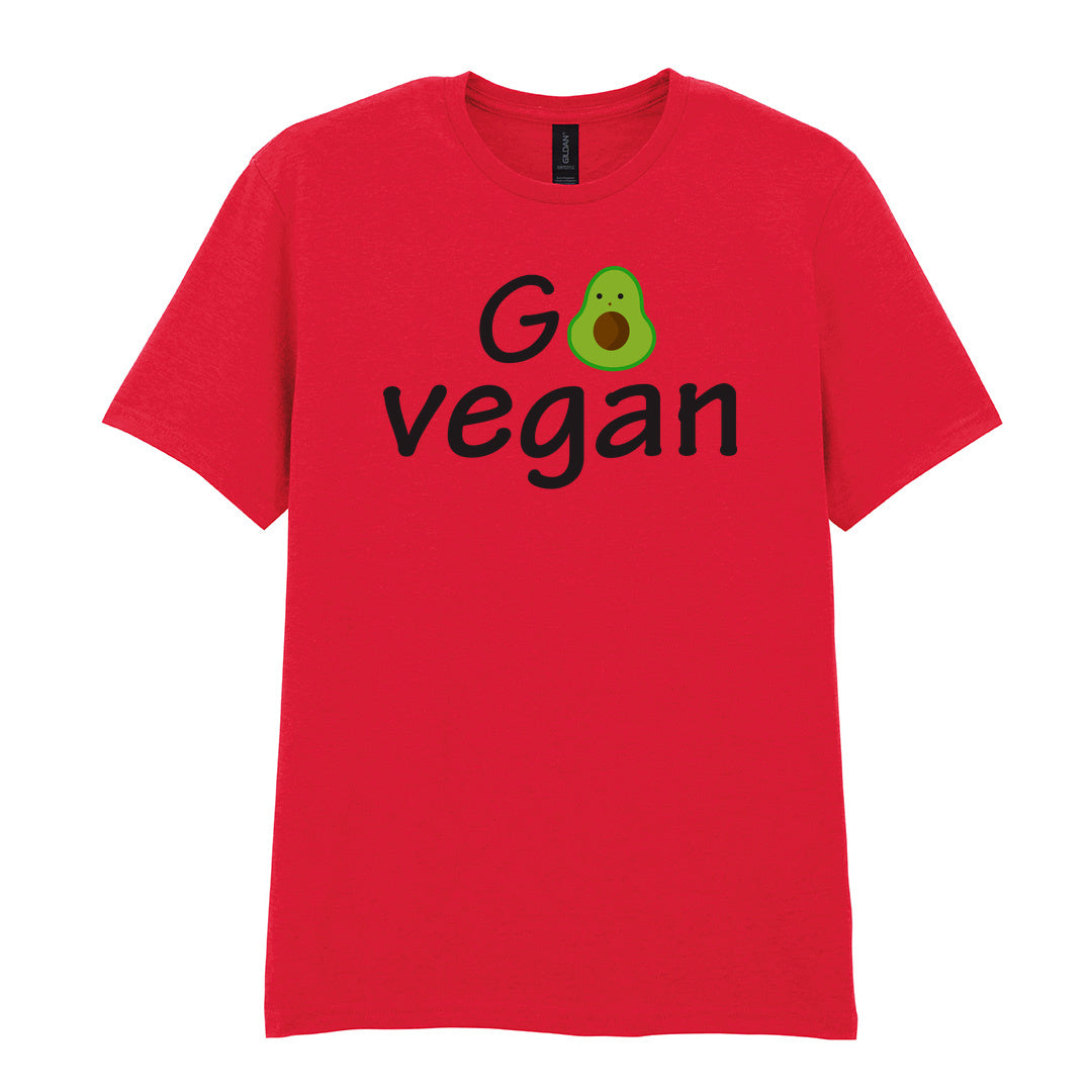 IPRINTOP Vegan Vibes Graphic T-Shirt in Red - Go Vegan avocado lettering