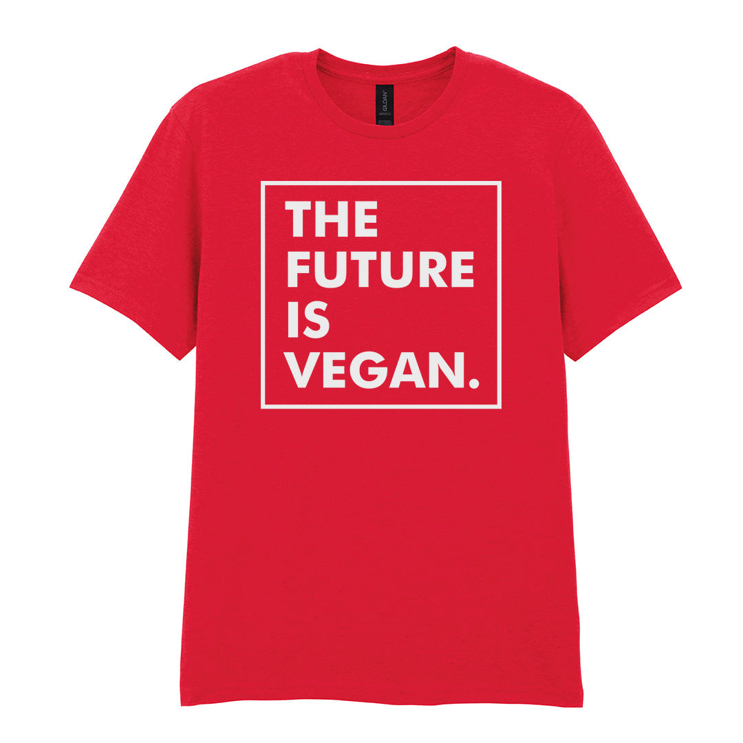 IPRINTOP The Future Is Vegan Graphic T-Shirt in Red - The Future Is Vegan framed lettering