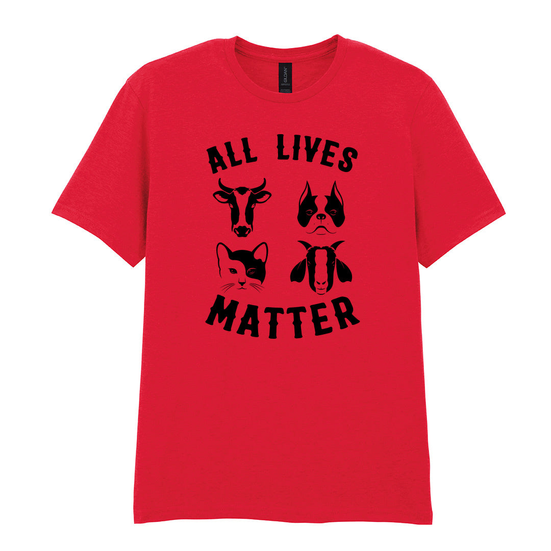 IPRINTOP All Lives Matter Graphic T-Shirt in Red - four animal faces