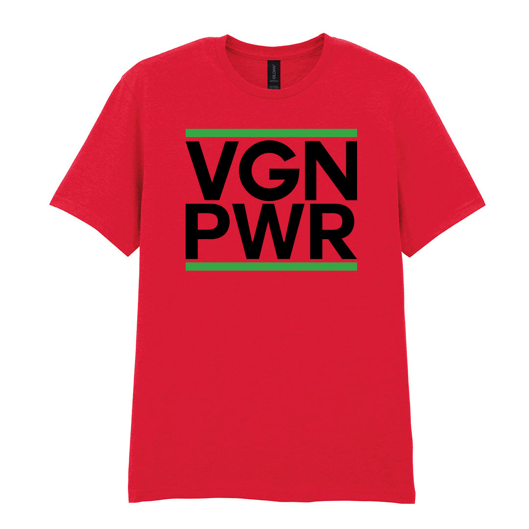 IPRINTOP VGN PWR Graphic T-Shirt in Red - VGN PWR lettering with green stripes