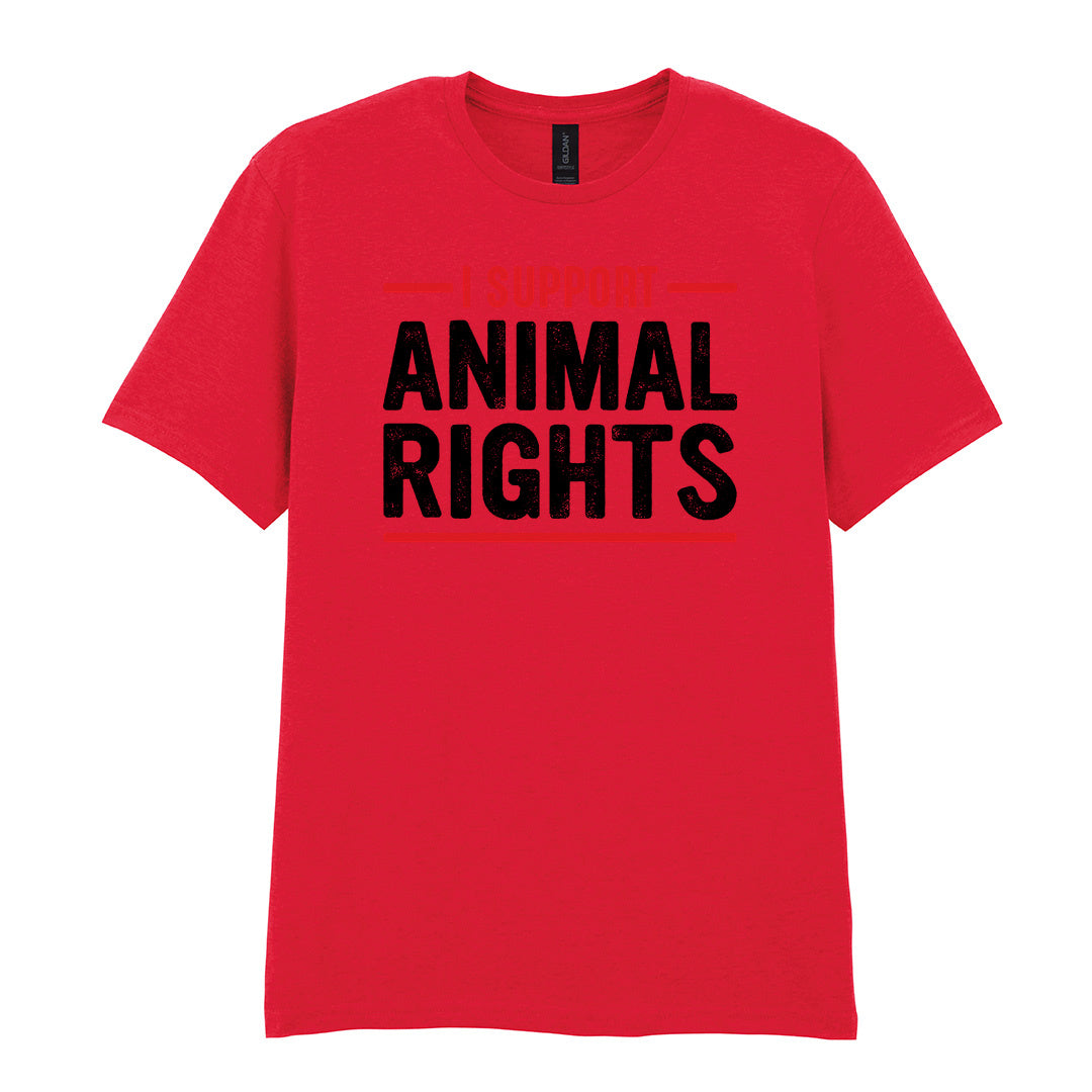 IPRINTOP I Support Animal Rights Graphic T-Shirt in Red - animal rights lettering
