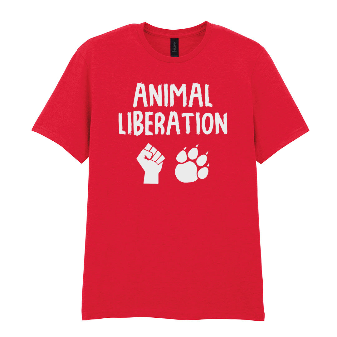 IPRINTOP Animal Liberation Graphic T-Shirt in Red - raised fist and animal paw