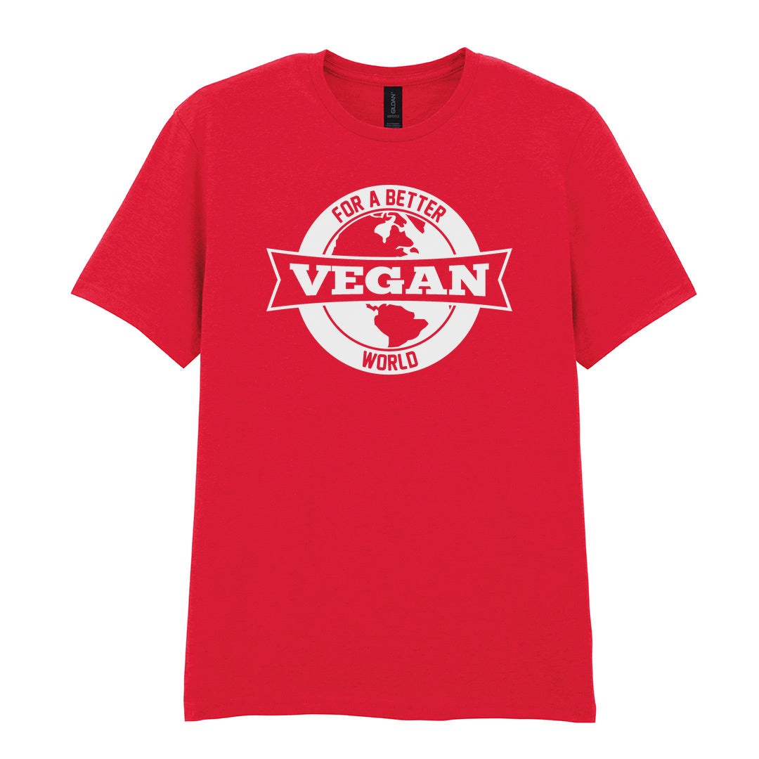 IPRINTOP For Better Vegan World Graphic T-Shirt in Red - Vegan globe emblem