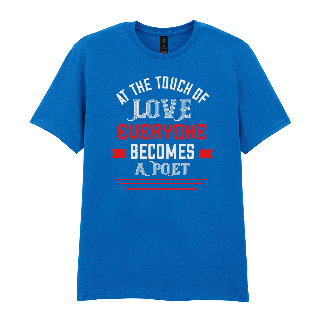 IPRINTOP At the Touch of Love Graphic T-Shirt in Royal - white and red poetry quote