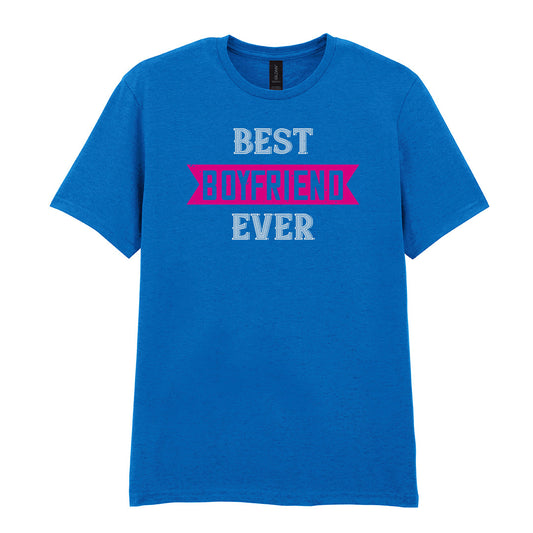 IPRINTOP Best Boyfriend Ever Graphic T-Shirt in Royal - pink banner and white lettering