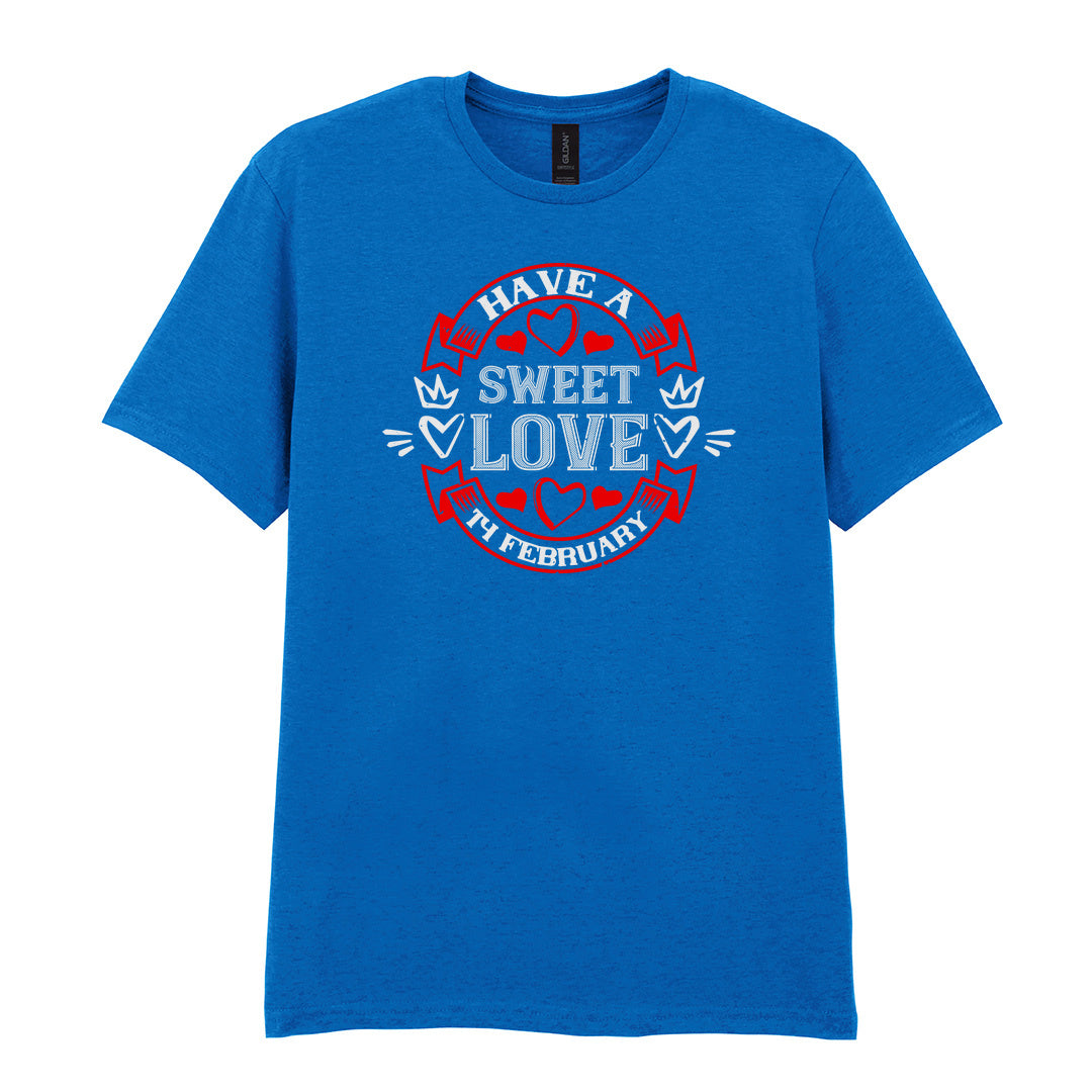IPRINTOP Have A Sweet Love Graphic T-Shirt in Royal - red hearts and circular love emblem