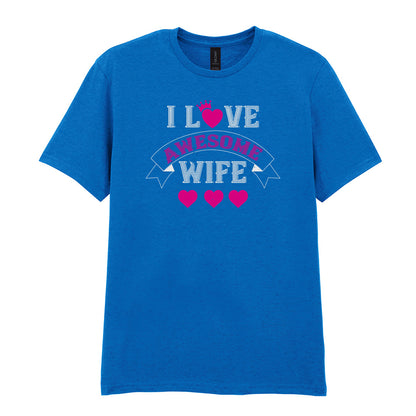 IPRINTOP I Love Awesome Wife Graphic T-Shirt in Royal - decorative love-themed lettering