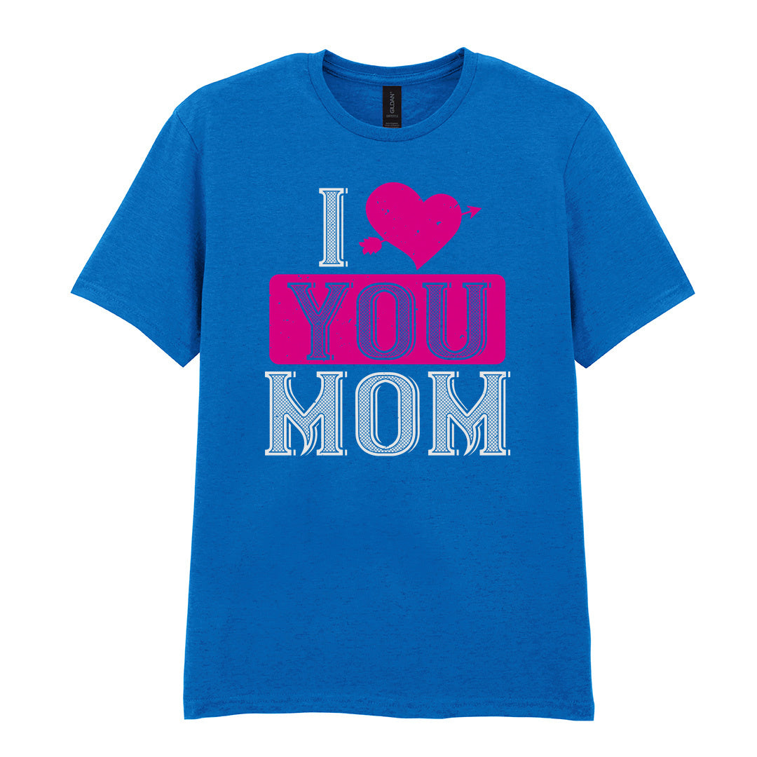 IPRINTOP I Love You Mom Graphic T-Shirt in Royal - decorative love-themed lettering