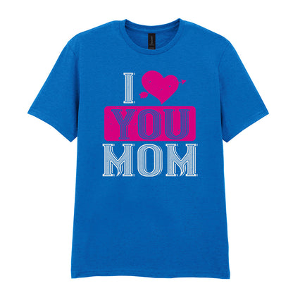 IPRINTOP I Love You Mom Graphic T-Shirt in Royal - decorative love-themed lettering