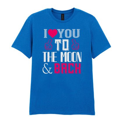 IPRINTOP I Love You To The Moon & Back Graphic T-Shirt in Royal - decorative love-themed lettering