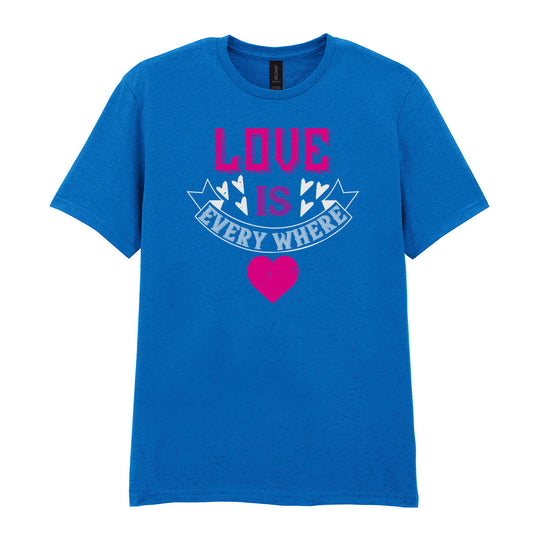 IPRINTOP Love Is Everywhere Graphic T-Shirt in Royal - decorative love-themed lettering