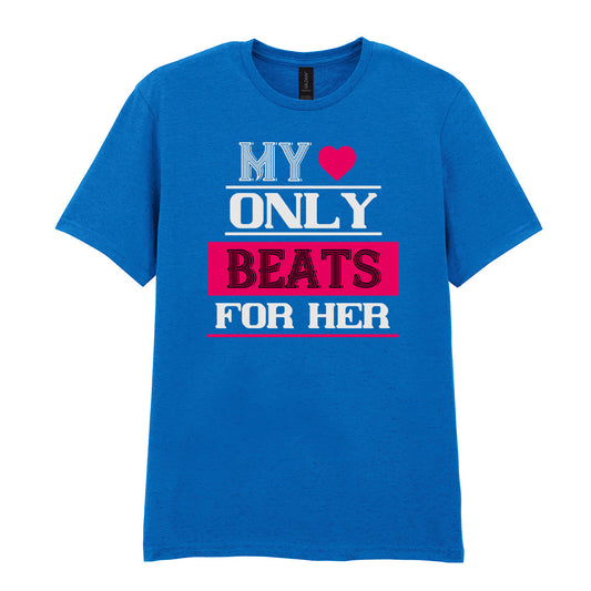 IPRINTOP My Love Only Beats For Her Graphic T-Shirt in Royal - decorative love-themed lettering