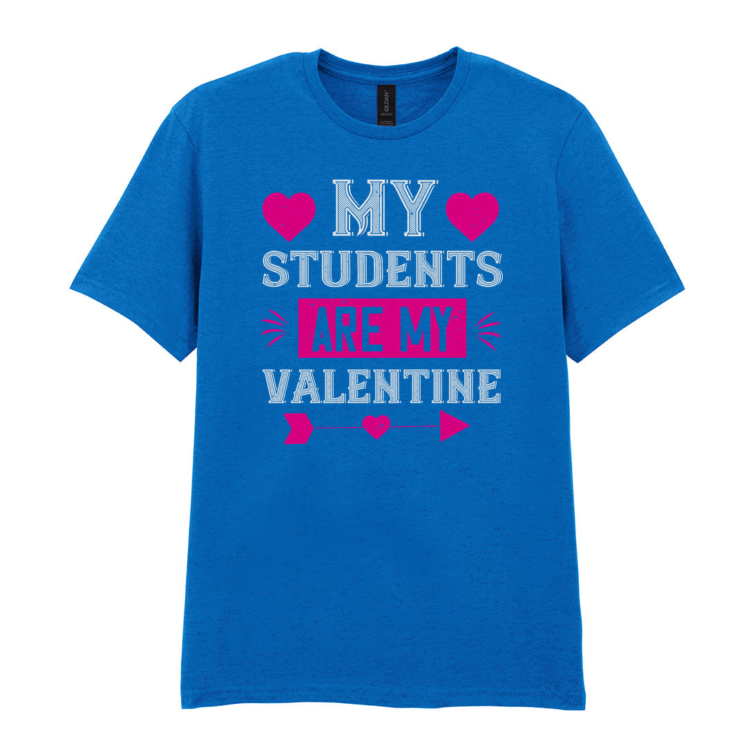 IPRINTOP My Students Are My Valentine Graphic T-Shirt in Royal - decorative love-themed lettering